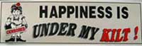 Happiness Is Under My Kilt car sticker