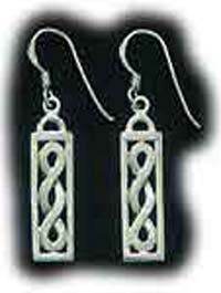 Sterling Silver Rectangle Celtic Design Earrings