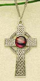 Celtic Cross Heathergem pewter pendant (chp2)