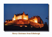 Edinburgh Castle  (lit up at night) Christmas Card