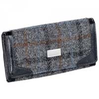 Harris Tweed long wallet purse grey check
