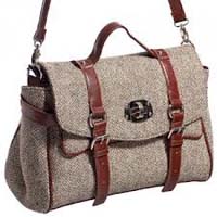 Harris Tweed satchel bag brown fleck