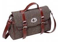 Harris Tweed satchel bag brown/purple herringbone